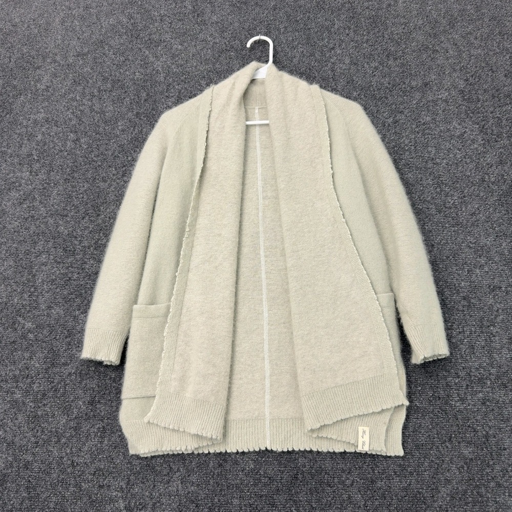 Henry Christ Cardigan Womens L Green Cashmere Cotton Open Front Shawl Luxury